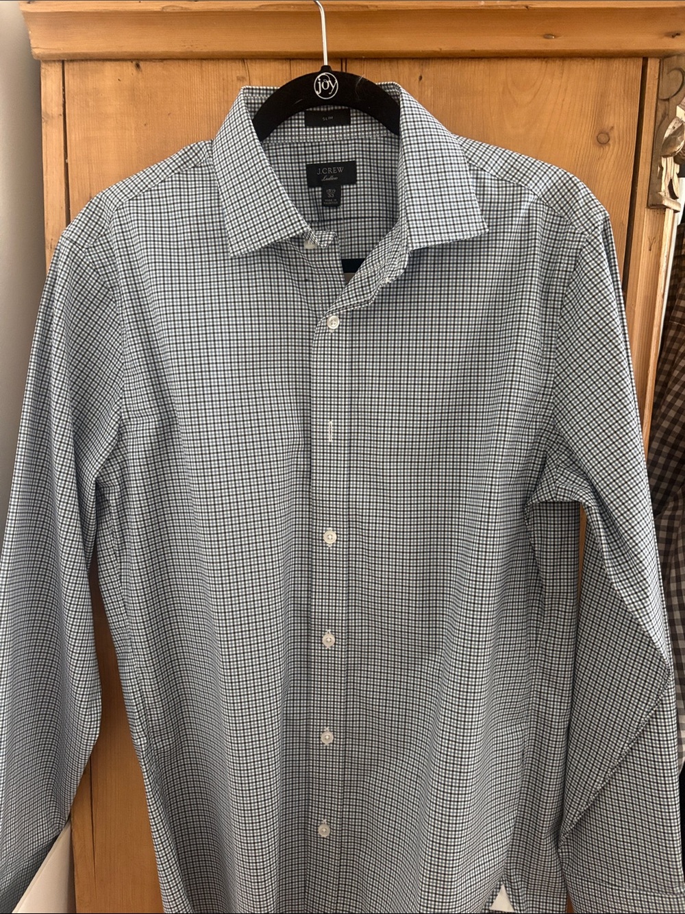 J. Crew Men’s Blue and White Micro-Check Dress Shirt